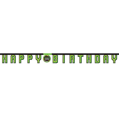 Gaming Party Happy Birthday Cardboard Jointed Letter Banner 218cm
