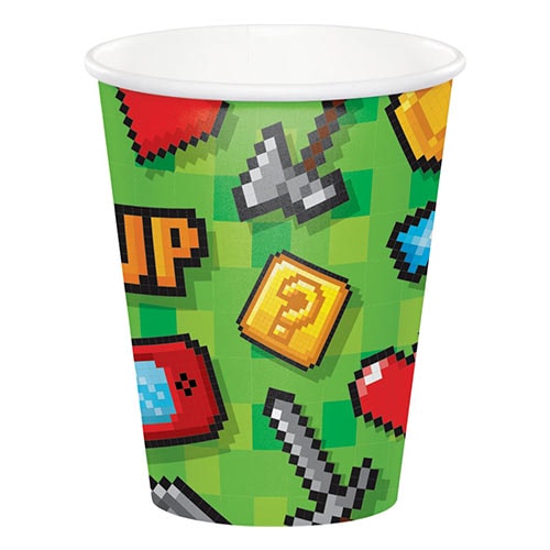 Gaming Party Paper Cups 266ml - Pack of 8 Bundle Product Image