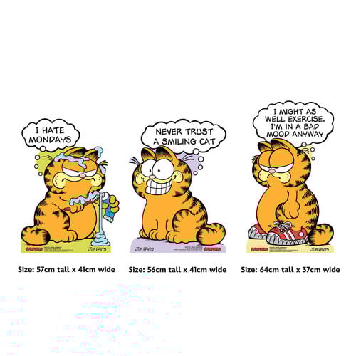 Garfield 80s I Hate Mondays Multi-Functional Star Mini Cardboard Cutouts - Pack of 3 Product Gallery Image