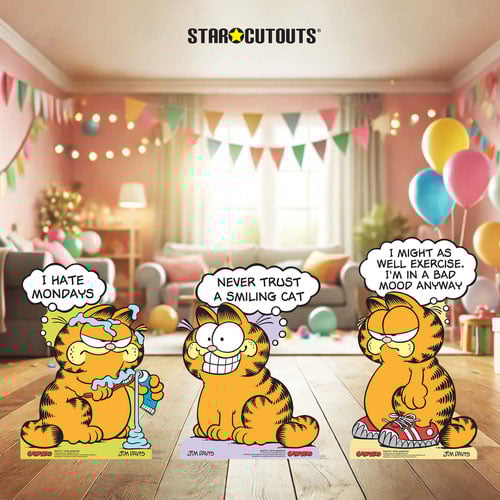 Garfield 80s I Hate Mondays Multi-Functional Star Mini Cardboard Cutouts - Pack of 3 Product Gallery Image