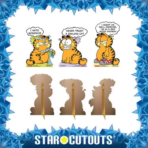 Garfield 80s I Hate Mondays Multi-Functional Star Mini Cardboard Cutouts - Pack of 3 Product Gallery Image