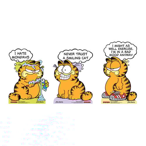 Garfield 80s I Hate Mondays Multi-Functional Star Mini Cardboard Cutouts - Pack of 3