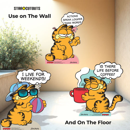 Garfield 80s Positive Cattitude Multi-Functional Star Mini Cardboard Cutouts - Pack of 3 Product Gallery Image