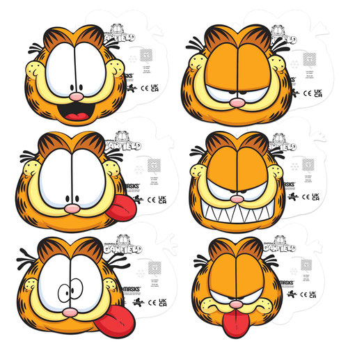 Garfield the Cat Cardboard Face Masks - Pack of 6 Product Gallery Image