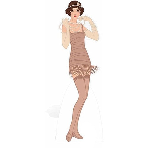 Gatsby 1920s Beige Flapper Girl Lifesize Cardboard Cutout - 177cm Product Gallery Image