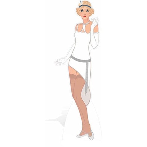 Gatsby 1920s White Flapper Girl Lifesize Cardboard Cutout - 178cm Product Gallery Image