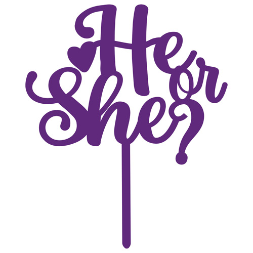 Gender Reveal He or She Acrylic Cake Topper Product Gallery Image