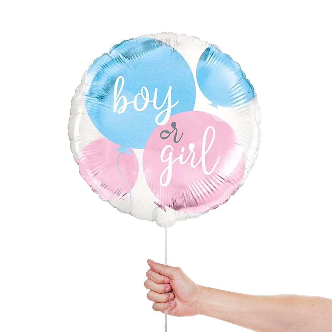 Gender Reveal Party Round Foil Helium Balloon 46cm / 18 in Product Gallery Image