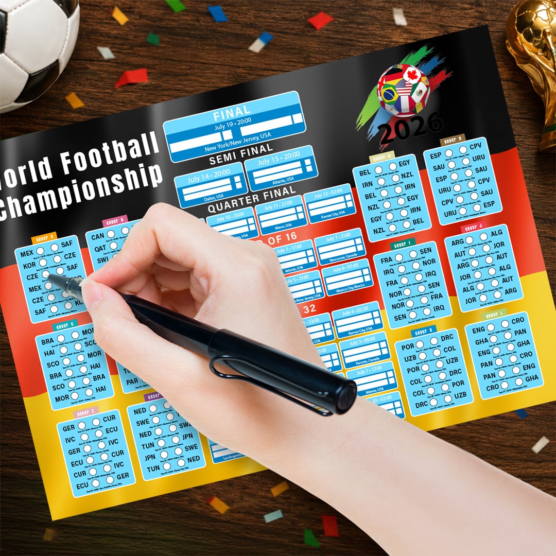 Germany Flag World Football Championship Cup 2026 A0 Fixture Wall Chart