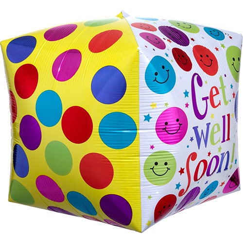 Get Well Soon Cubez Foil Helium Balloon 38cm / 15 in Product Gallery Image