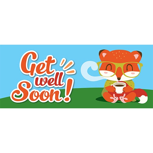 Get Well Soon Cute Fox PVC Party Sign Decoration Product Image