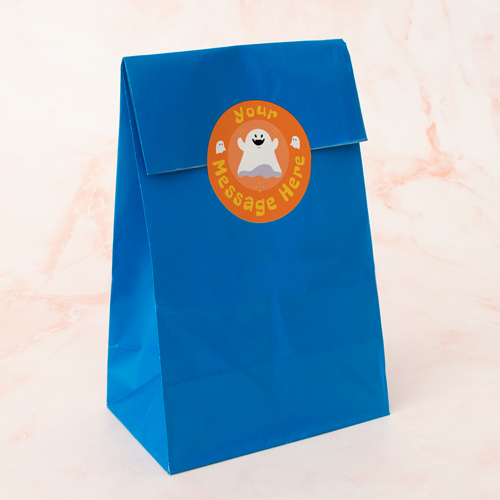Spooky Ghost Orange Custom Halloween Round Stickers 60mm - Sheet of 12 Product Gallery Image