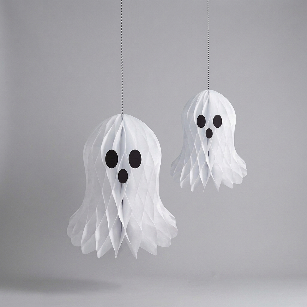 Ghost Honeycomb Paper Halloween Decorations - Pack of 2