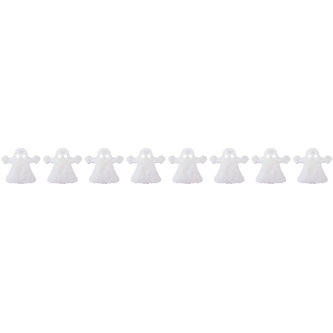 Ghost White Paper Garland Halloween Hanging Decoration 3m View 3