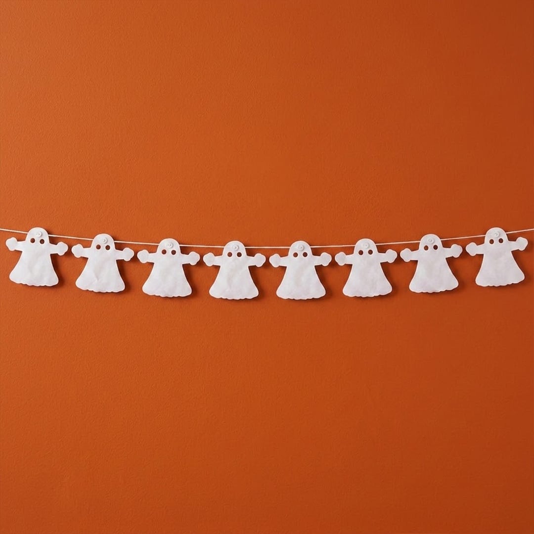 Ghost White Paper Garland Halloween Hanging Decoration 3m