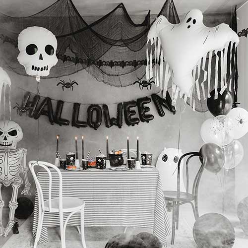 Ghost with Tassels Halloween Giant Helium Foil Balloon 106cm / 42 in Product Gallery Image