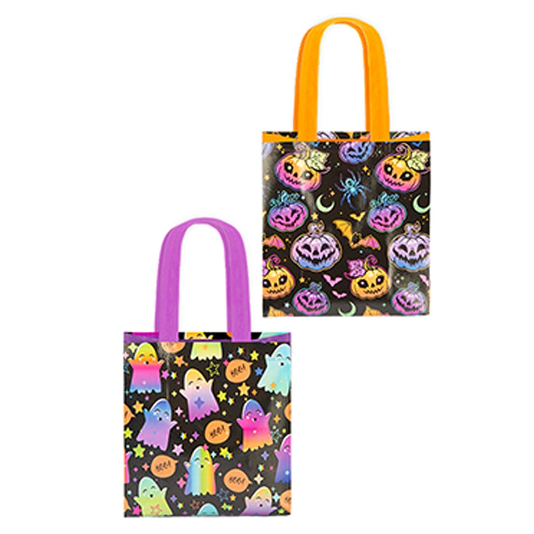 Ghosts & Pumpkins Rainbow Halloween Trick or Treat Bags 23cm - Pack of 2