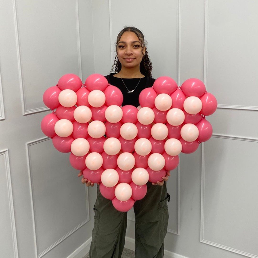 Giant Love Heart Shaped Pink Latex Balloons Display Valentine's Day Gift - Inflated Balloon In A Box Product Gallery Image