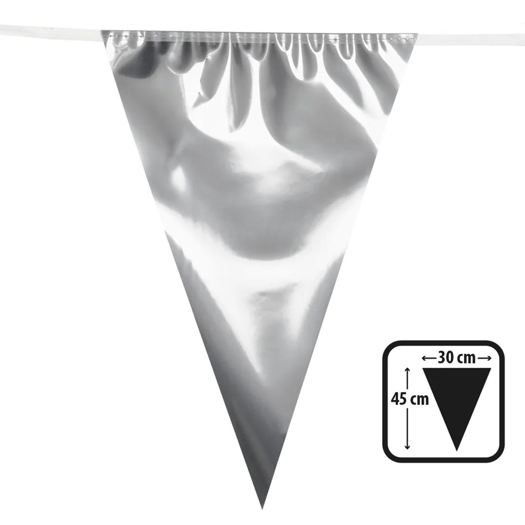 Giant Metallic Silver Pennant Plastic Flag Bunting 10m View 3