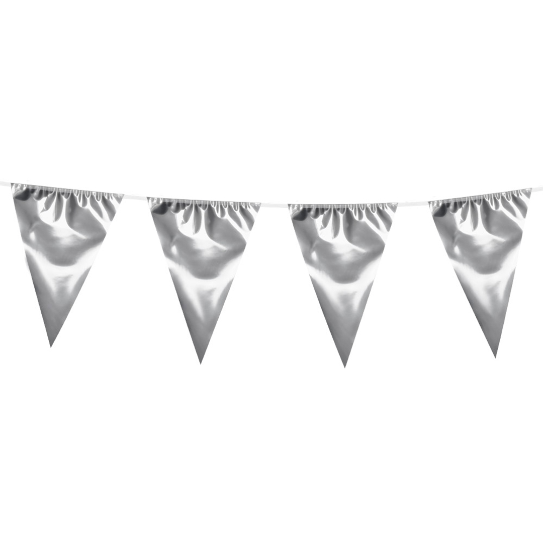 Giant Metallic Silver Pennant Plastic Flag Bunting 10m View 2