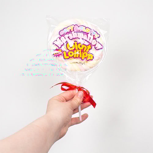 Giant Soft & Fluffy Twisted Marshmallow Lollipop 75g Product Gallery Image