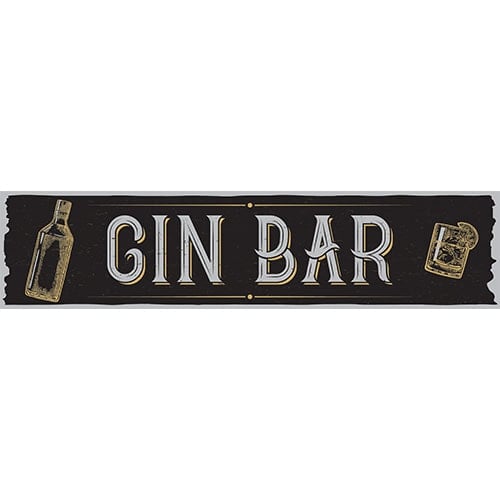 Gin Bar Black PVC Party Sign Decoration 110cm x 26cm Product Image