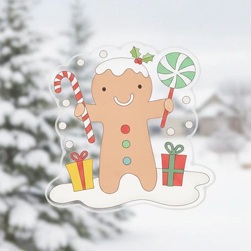 Gingerbread Christmas Character Gel Window Sticker