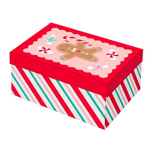Gingerbread Christmas Rectangle Gift Box 22cm