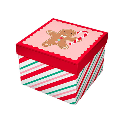 Gingerbread Christmas Square Gift Box 16cm Product Gallery Image