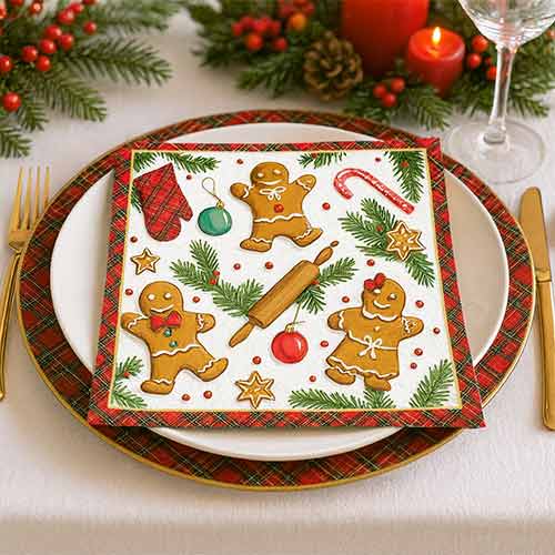 Gingerbread Cookies Christmas Paper Luncheon Napkins 3 Ply 33cm - Pack of 20