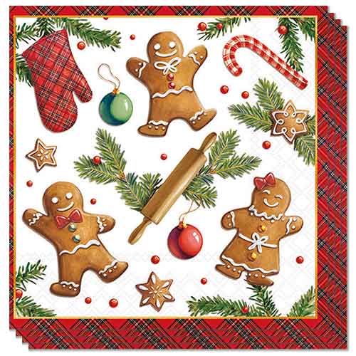 Gingerbread Cookies Christmas Paper Luncheon Napkins 3 Ply 33cm - Pack of 20 Product Image
