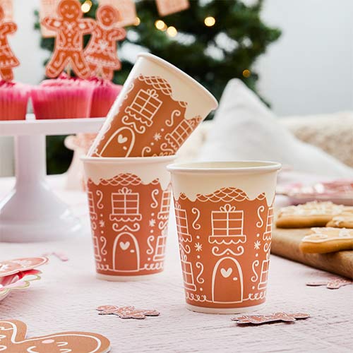 Gingerbread House Christmas Paper Cups 250ml - Pack of 8 Product Gallery Image