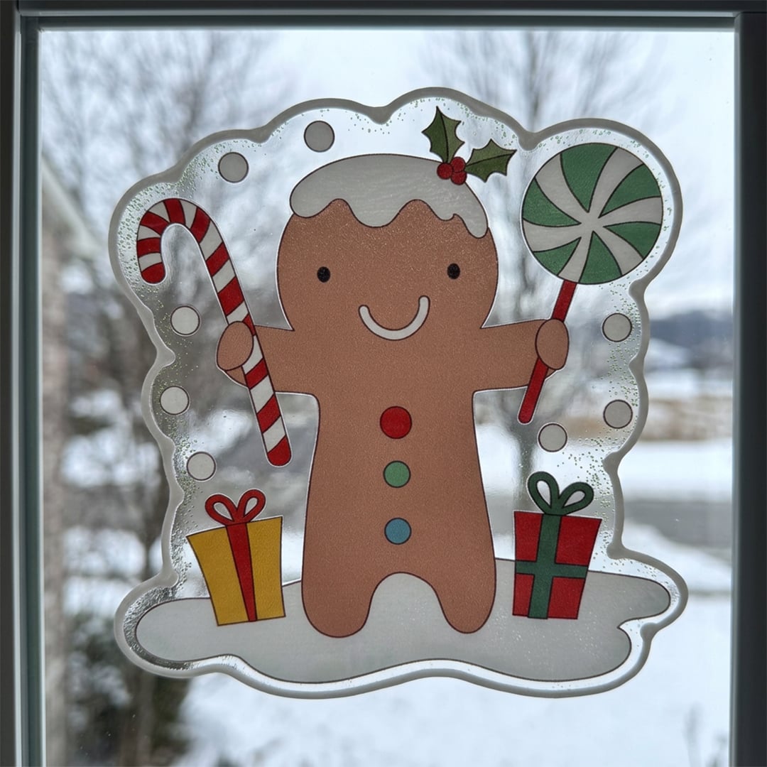 Gingerbread Man Christmas Gel Window Sticker