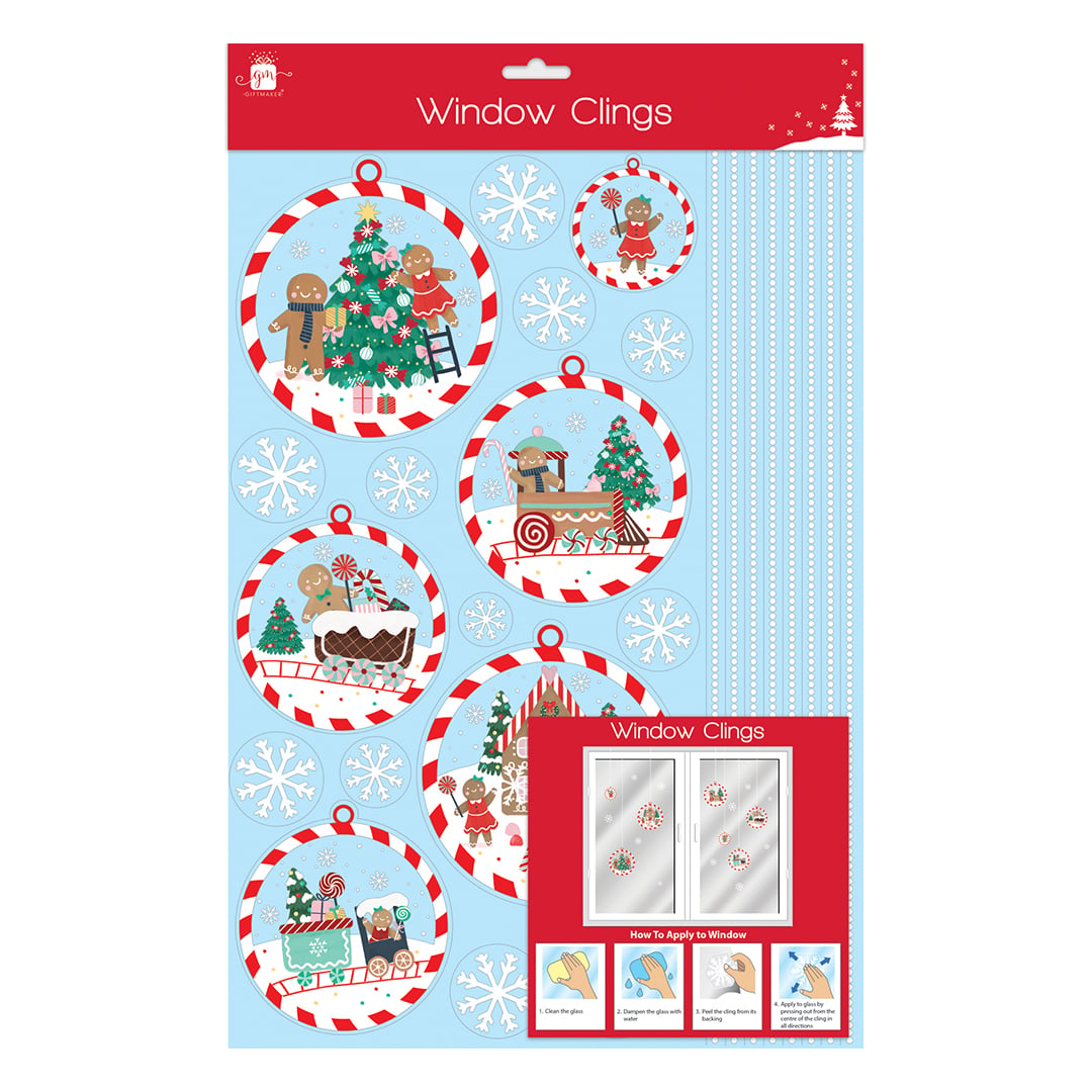 Gingerbread Man Christmas Window Cling Stickers