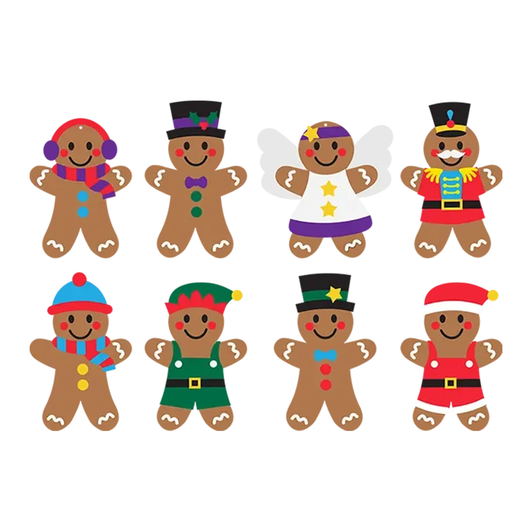 Gingerbread Man Dress Up Christmas Decoration Kit - Pack of 8