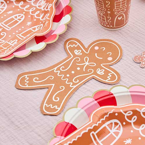 Gingerbread Shaped Christmas Paper Luncheon Napkins 3 Ply 31cm - Pack of 16 Product Gallery Image