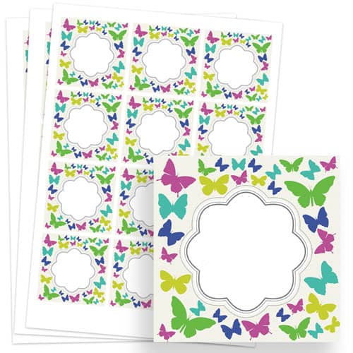 Butterflies Design 65mm Square Sticker sheet of 12 Product Gallery Image