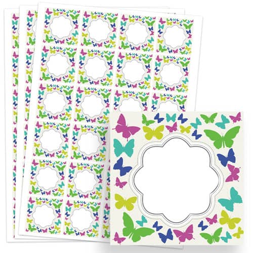 Butterflies Design 40mm Square Sticker sheet of 24