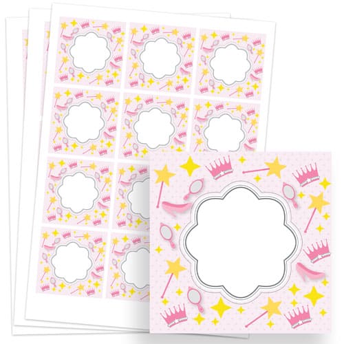 Princess Design 65mm Square Sticker sheet of 12 Product Image