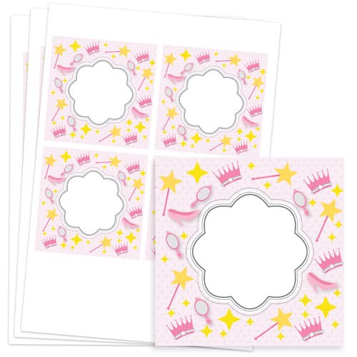 Princess Design 95mm Square Sticker sheet of 4 Product Image