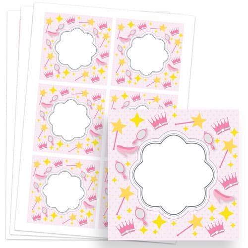 Princess Design 80mm Square Sticker sheet of 6 Product Image