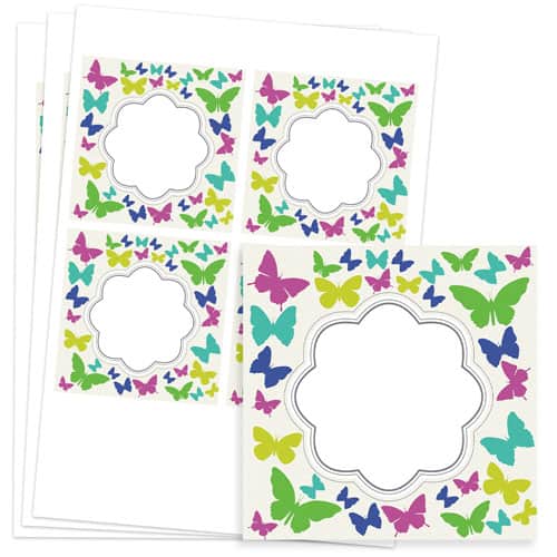 Butterflies Design 95mm Square Sticker sheet of 4