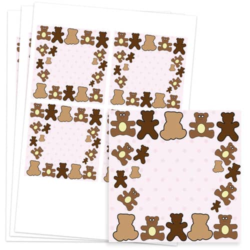 Dollies and Teddy Design 95mm Square Sticker sheet of 4 Product Image