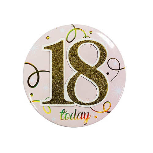 Glamorous Pink & Gold 18th Birthday Badge 15cm Product Image