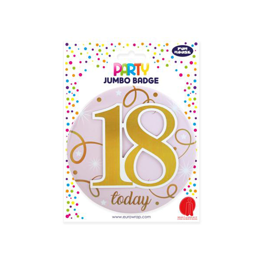 Glamorous Pink & Gold 18th Birthday Badge 15cm Product Gallery Image