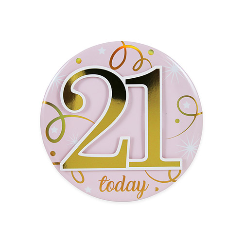 Glamorous Pink & Gold 21st Birthday Badge 15cm Product Image
