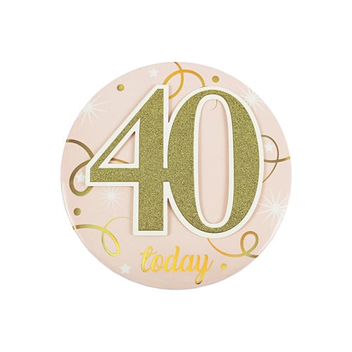 Glamorous Pink & Gold 40th Birthday Badge 15cm Product Image