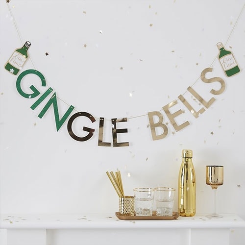 Glitter Foil Gingle Bells Christmas Gin Cardboard Letter Banner 2m Product Gallery Image