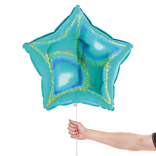 Glitter Holographic Turquoise Blue Star Shape Foil Helium Balloon 46cm / 18 in Product Gallery Image