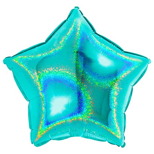 Glitter Holographic Turquoise Blue Star Shape Foil Helium Balloon 46cm / 18 in Product Gallery Image